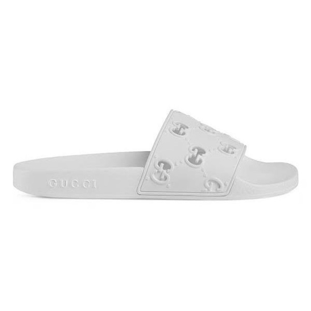 New Gucci GG Rubber White Slides Sandals Size 38